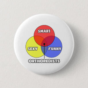 Badge Rond 5 Cm Diagramme de Venn .. Orthédiste