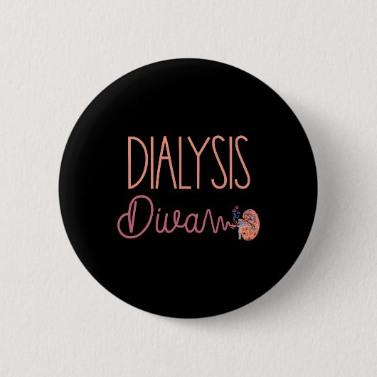 Badge Rond 5 Cm Dialyse Diva Technicien Infirmière Patient Cute Re (Devant)