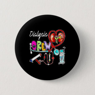 Badge Rond 5 Cm Dialyse Écran Stethoscope Coeur Néphrologie du rei
