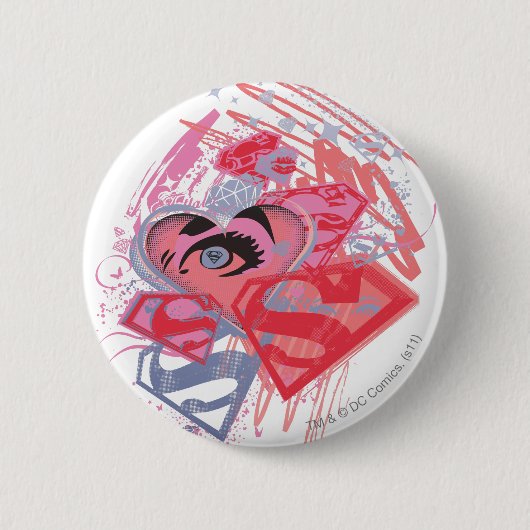 Badge Rond 5 Cm Diamants et lèvres Supergirl (Devant)