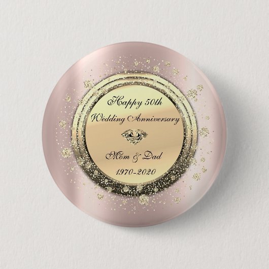 Badge Rond 5 Cm Diamond Confetti Rose Gold50eAnniversaire de maria (Devant)