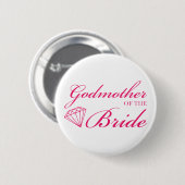 Badge Rond 5 Cm Diamond Godmère de la mariée rose (Devant & derrière)