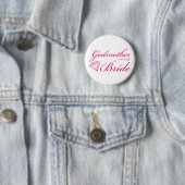 Badge Rond 5 Cm Diamond Godmère de la mariée rose (En situation)