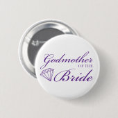 Badge Rond 5 Cm Diamond Godmère de la mariée violet (Devant & derrière)