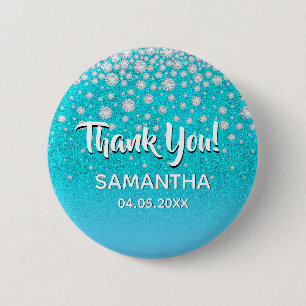 Badge Rond 5 Cm Diamonds parties scintillant bleu turquoise vert m