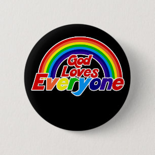 Badge Rond 5 Cm Dieu aime tout le monde gay arc-en-ciel