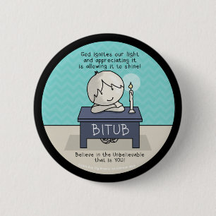 Badge Rond 5 Cm Dieu allume notre bouton de lumière