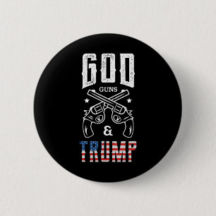 Badge Rond 5 Cm Dieu Armes Et Soutien à Trump