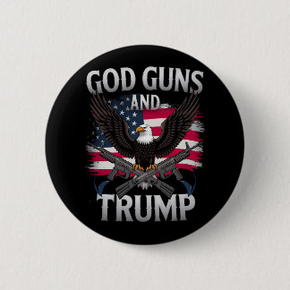 Badge Rond 5 Cm Dieu Armes Et Trump Aigle Drapeau Américain Vintag