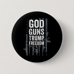 Badge Rond 5 Cm Dieu Armes Trump Liberté - Drôle Pro Arme Drapeau