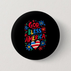 Badge Rond 5 Cm Dieu Béni Amérique Patriotique Usa Drapeau Chrétie
