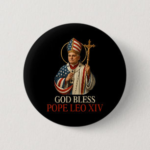 Badge Rond 5 Cm Dieu Béni Nouveau Pape Léon Xiv Église catholique