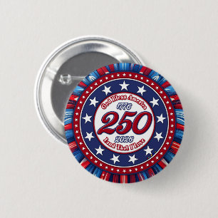 Badge Rond 5 Cm Dieu bénisse l'Amérique Terre que j'aime Rouge Bla
