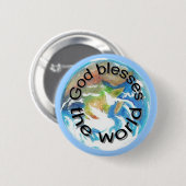 Badge Rond 5 Cm Dieu bénit le monde, boutons (Devant & derrière)