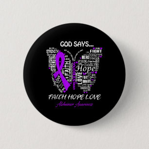 Badge Rond 5 Cm Dieu Dire Foi Espoir Amour Heimer Sensibilisation 