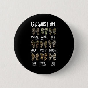 Badge Rond 5 Cm Dieu dit que je suis chrétien Jésus camouflage coq