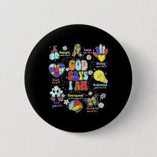 Badge Rond 5 Cm Dieu dit que je suis sensibilisation à l'autisme S