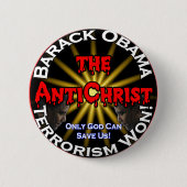 Badge Rond 5 Cm Dieu d'Obama d'antichriste (Devant)