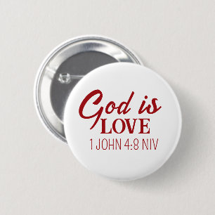 Badge Rond 5 Cm Dieu est Amour Bible Verse Foi chrétienne Blanc