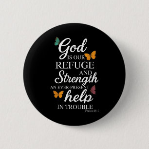 Badge Rond 5 Cm Dieu est notre refuge verset biblique Psaume 46_1