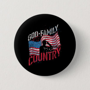 Badge Rond 5 Cm Dieu Famille Pays Soldat Us Drapeau American Memor