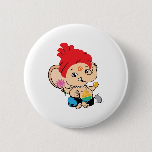 Badge Rond 5 Cm Dieu indou de bébé mignon de BAL Ganesh Ganapathy (Devant)