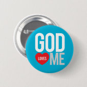 Badge Rond 5 Cm Dieu m'aime (Devant & derrière)