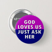 Badge Rond 5 Cm Dieu nous aime (Devant & derrière)