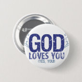 Badge Rond 5 Cm Dieu vous aime (oui, vous !) (Devant & derrière)