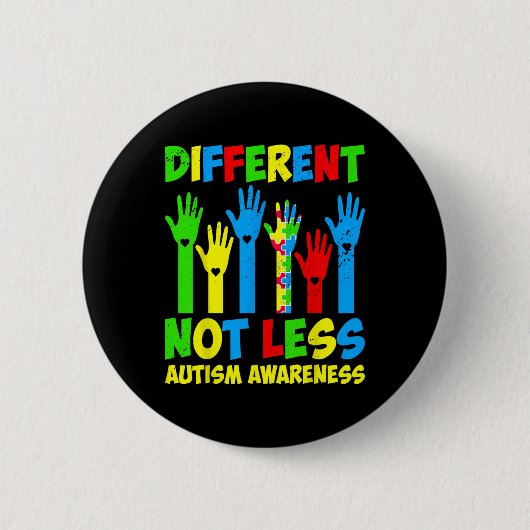 Badge Rond 5 Cm Différent Pas Moins de Sensibilisation à l'Autisme (Devant)