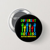 Badge Rond 5 Cm Différent Pas Moins de Sensibilisation à l'Autisme (Devant & derrière)
