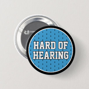 Badge Rond 5 Cm Difficile à entendre Lt Blue Athletic Varsity Deaf