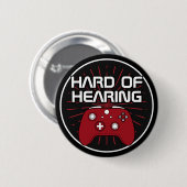 Badge Rond 5 Cm Difficile d'entendre Noir Red Gamer contrôleur (Devant & derrière)