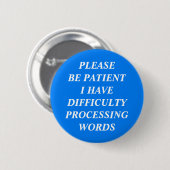 Badge Rond 5 Cm Difficulté traitant des mots (Devant & derrière)