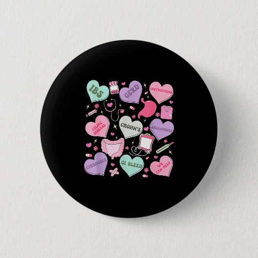 Badge Rond 5 Cm Digestive Divas Gastroenterology Nurse Valentine E (Devant)