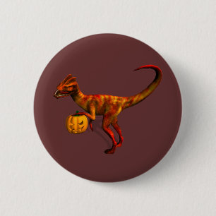 Badge Rond 5 Cm Dilophosaurus d'Halloween