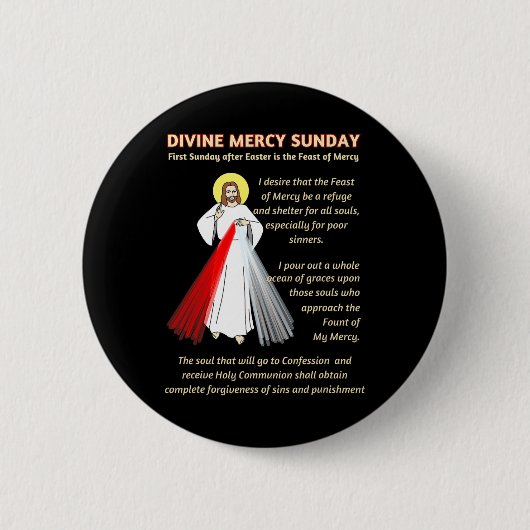 Badge Rond 5 Cm Dimanche de la Miséricorde Divine Premier dimanche (Devant)
