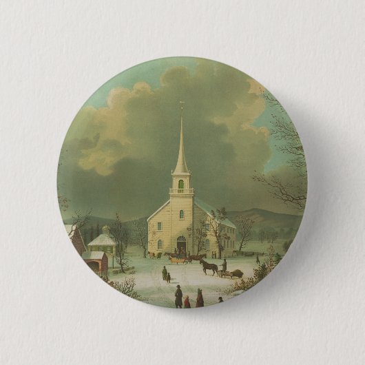 Badge Rond 5 Cm Dimanche d'hiver autrefois (Devant)
