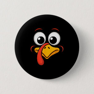 Badge Rond 5 Cm Dinde de Thanksgiving Costume de Famille à visage