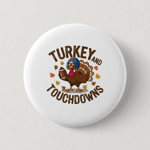 Badge Rond 5 Cm Dinde de Thanksgiving et touchés Joueur de footll