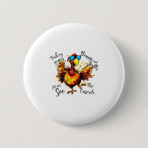 Badge Rond 5 Cm Dinde de Thanksgiving Gobbletill You Wobble Automn
