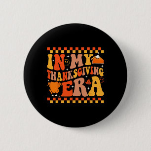 Badge Rond 5 Cm Dinde de Thanksgiving Groovy de mon ère de Thanksg