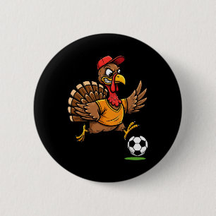 Badge Rond 5 Cm Dinde de Thanksgiving jouant au football B