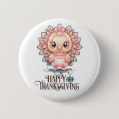 Badge Rond 5 Cm Dinde de Thanksgiving mignonne (Devant)