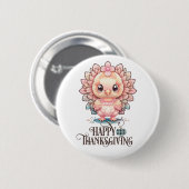 Badge Rond 5 Cm Dinde de Thanksgiving mignonne (Devant & derrière)