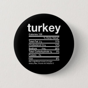 Badge Rond 5 Cm Dinde Faits Nutritionnels Drôle de Thanksgiving No