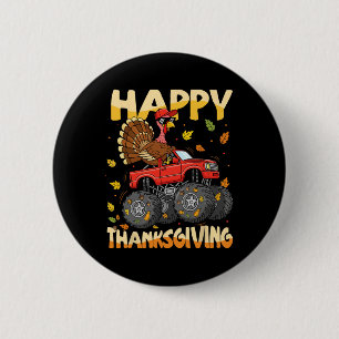 Badge Rond 5 Cm Dinde Monster Truck Action de grâce Garçons Enfant