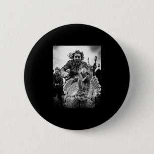 Badge Rond 5 Cm Dindon Selfie Drôle Noir Et Blanc Thanksgiving F
