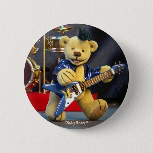 Badge Rond 5 Cm Dinky Bears : Rock star (Devant)