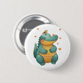 Badge Rond 5 Cm Dino et amis petits oiseaux (Devant & derrière)